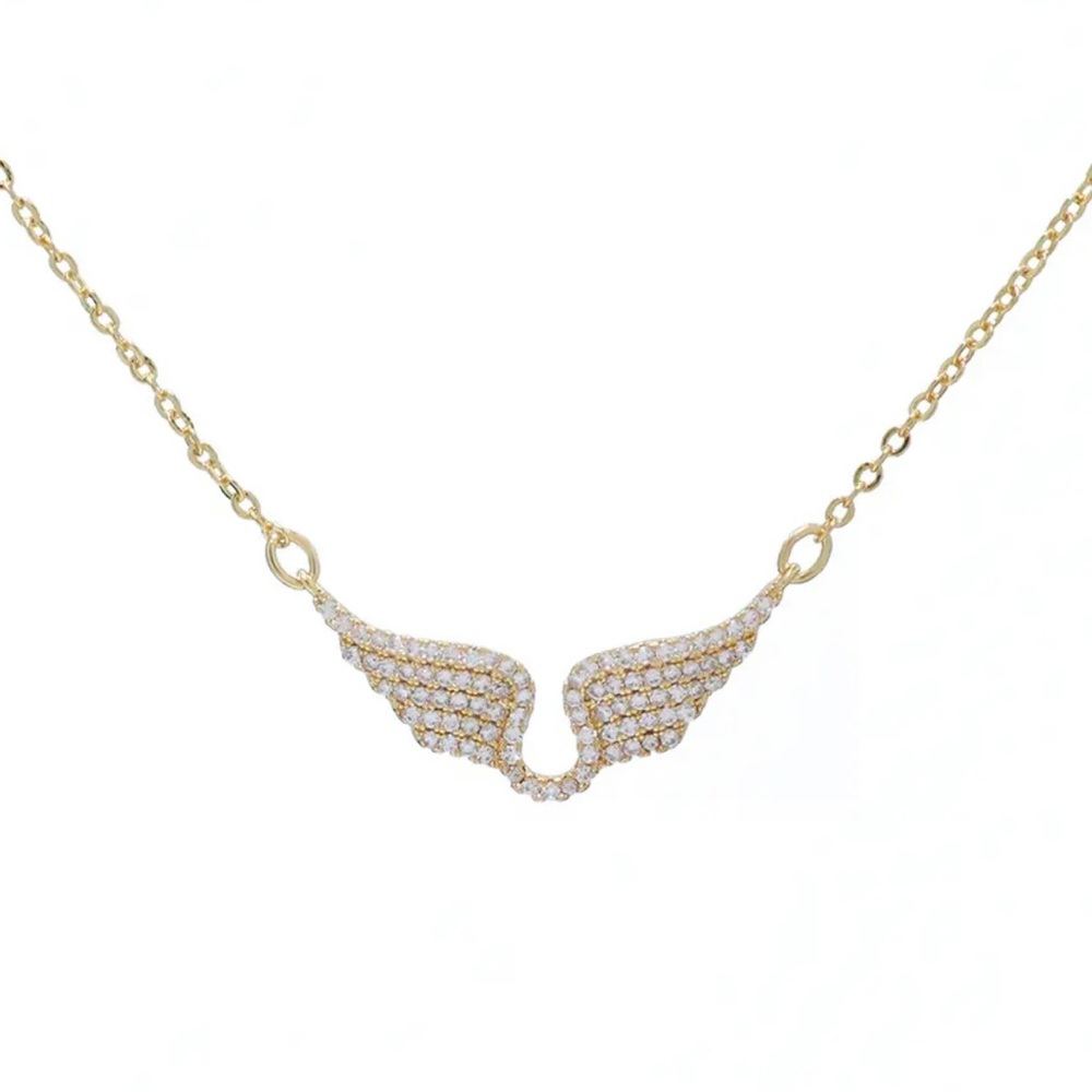 18K Gold  24 Plated Angel Wing AAA Zircon